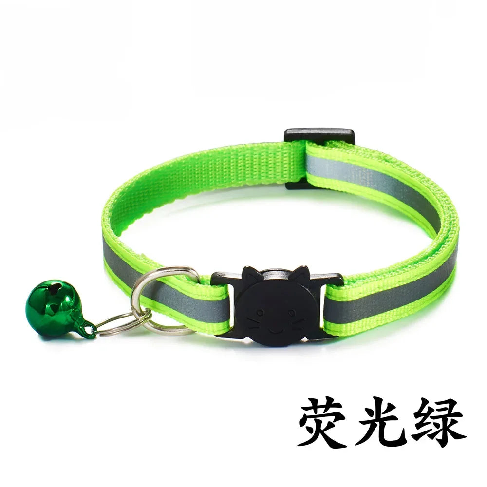 Reflective Breakaway Cat Collars with Bells Safety Buckle Kitten Collar Adjustable for Girl Cats Boy Male Cats Pet Accessories