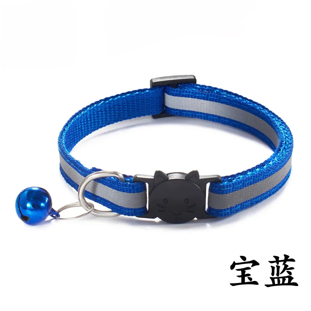 Reflective Breakaway Cat Collars with Bells Safety Buckle Kitten Collar Adjustable for Girl Cats Boy Male Cats Pet Accessories