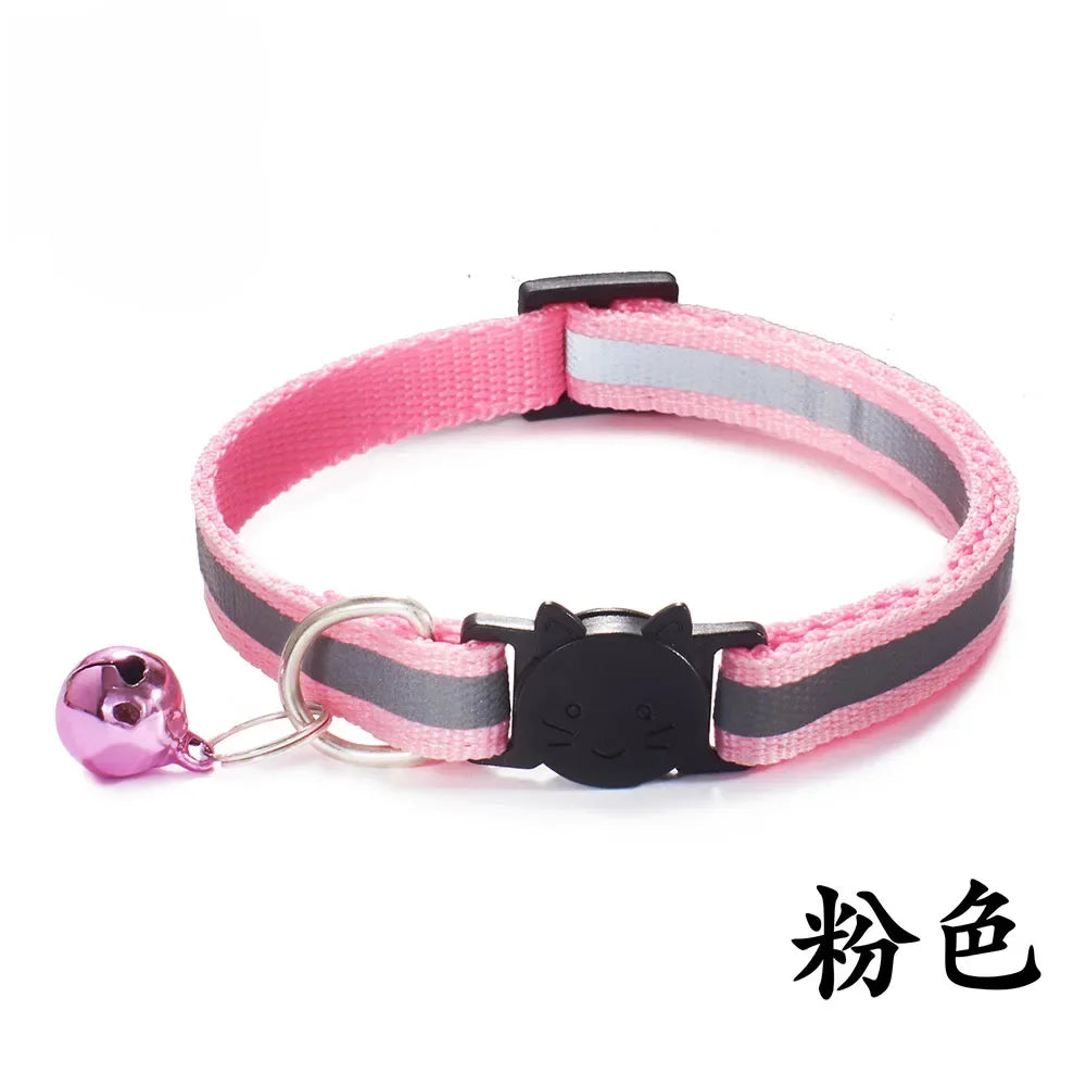 Reflective Breakaway Cat Collars with Bells Safety Buckle Kitten Collar Adjustable for Girl Cats Boy Male Cats Pet Accessories
