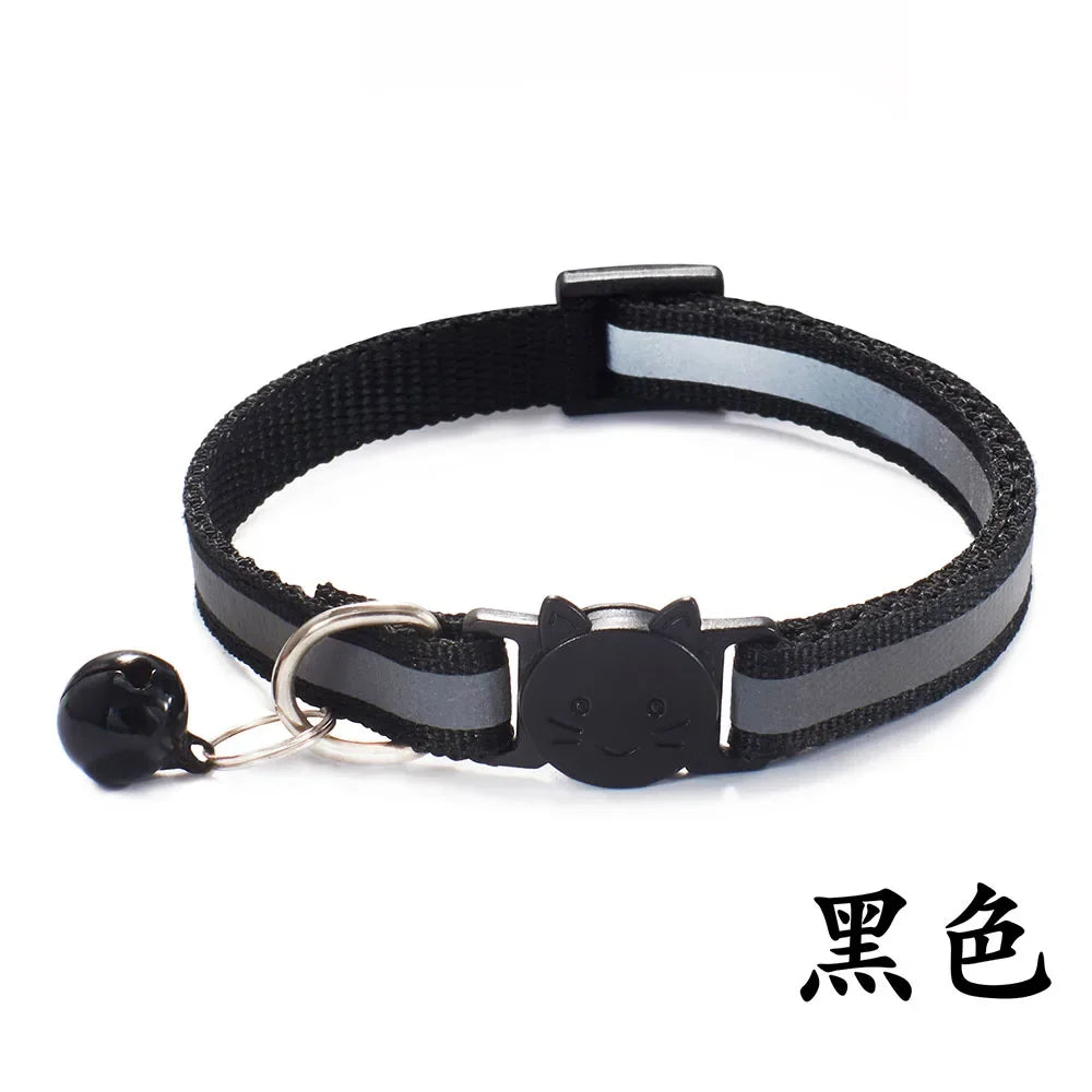 Reflective Breakaway Cat Collars with Bells Safety Buckle Kitten Collar Adjustable for Girl Cats Boy Male Cats Pet Accessories