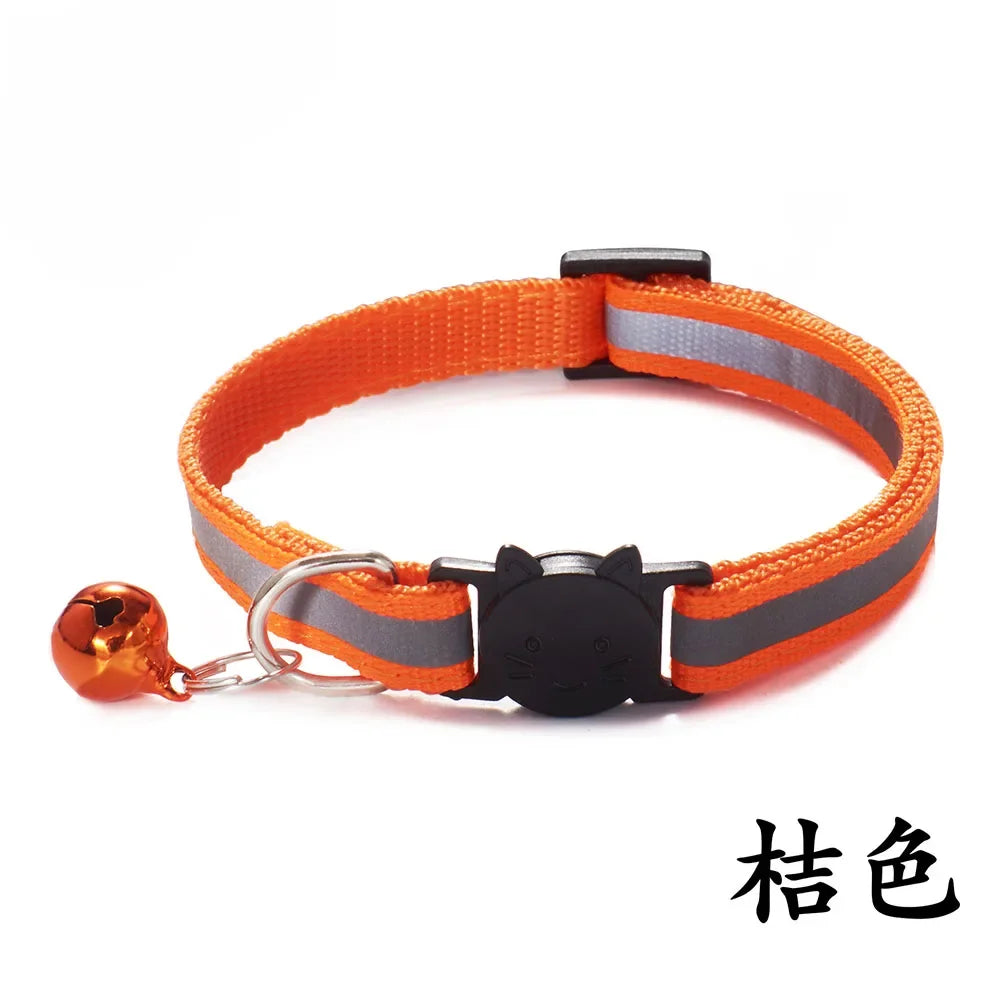 Reflective Breakaway Cat Collars with Bells Safety Buckle Kitten Collar Adjustable for Girl Cats Boy Male Cats Pet Accessories