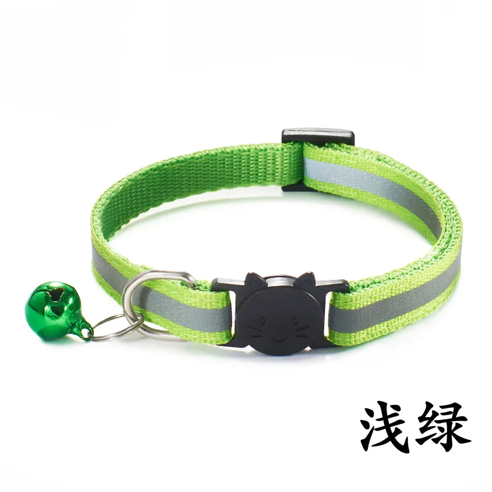 Reflective Breakaway Cat Collars with Bells Safety Buckle Kitten Collar Adjustable for Girl Cats Boy Male Cats Pet Accessories